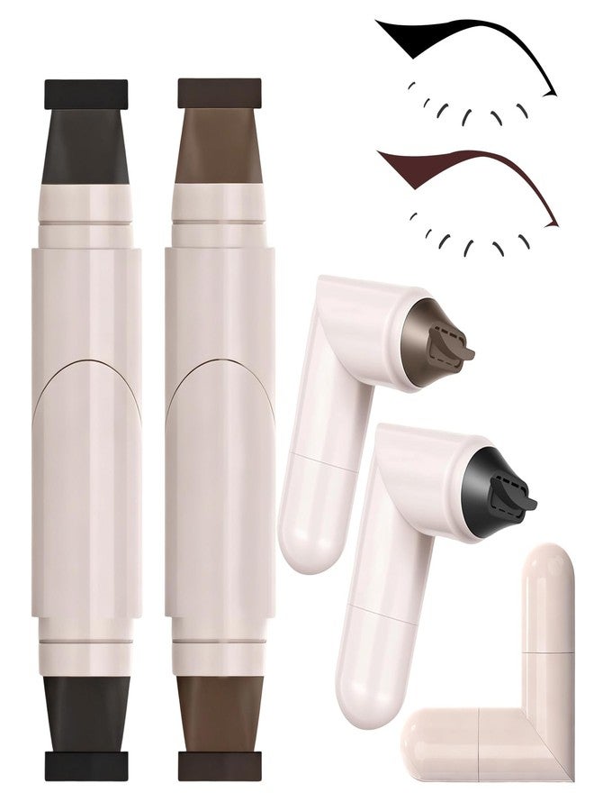 BSMAX 2Pcs Foldable Eyeliner Stamp,One-Piece Eyeliner Stamp Pen,Double-Ended Winged Eyeliners Stamps,Smudge-Proof Waterproof,Quick Shaping Eyeliners Tool for Beginners (Black+Brown) - Image 1